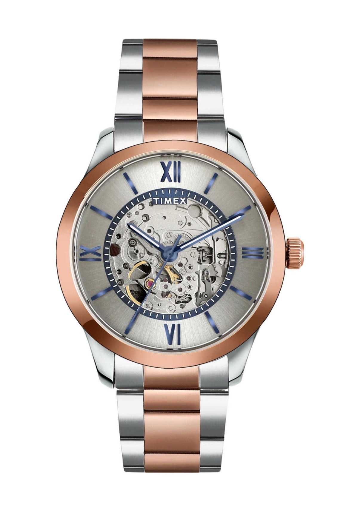 Timex Prestige Skeleton: Silver & Gold