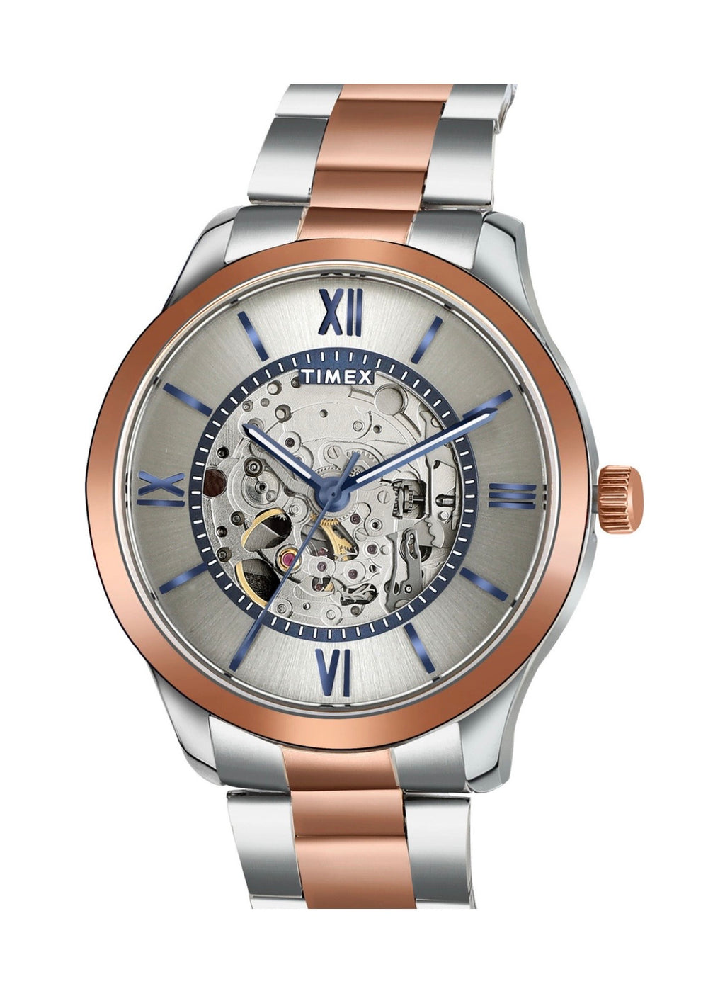Timex Prestige Skeleton: Silver & Gold