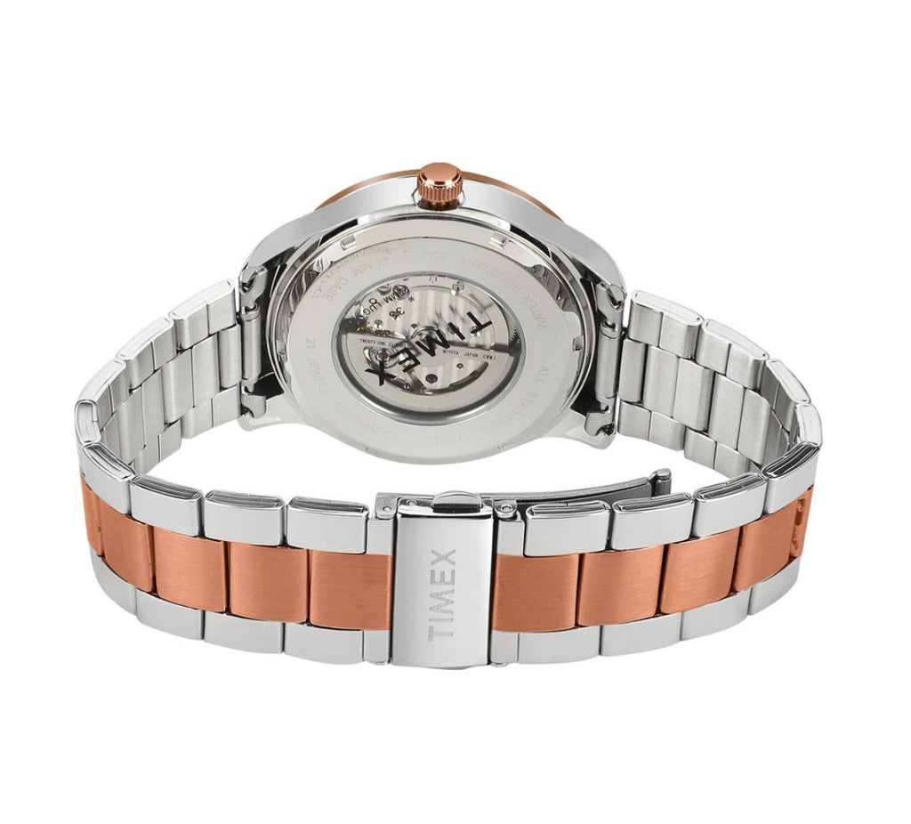 Timex Prestige Skeleton: Silver & Gold