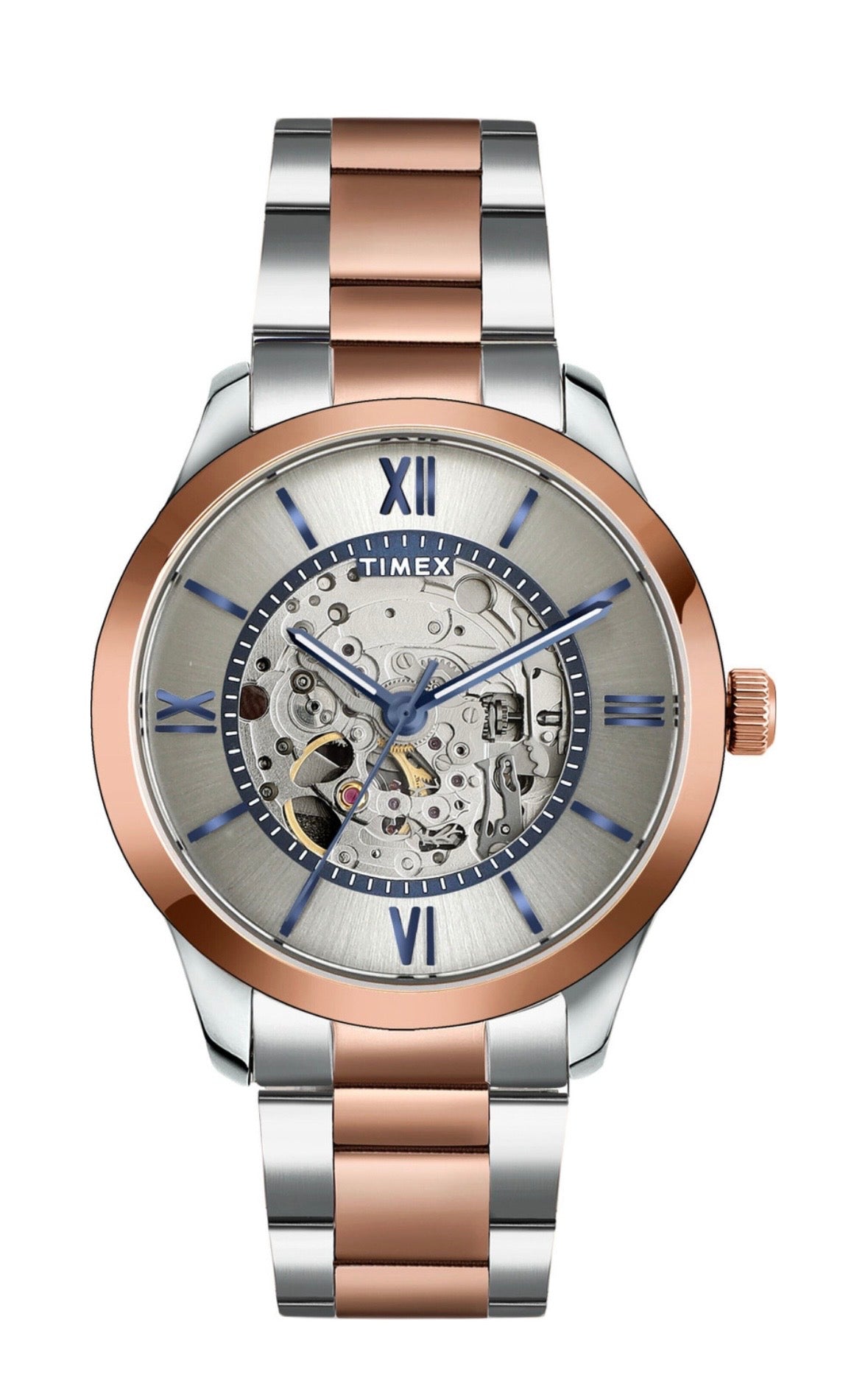Timex Prestige Skeleton: Silver & Gold